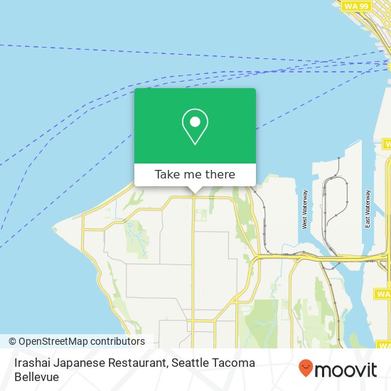 Mapa de Irashai Japanese Restaurant, 2352 California Ave SW Seattle, WA 98116