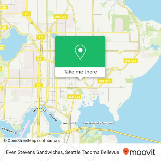 Mapa de Even Stevens Sandwiches, 2650 NE University Village St Seattle, WA 98105