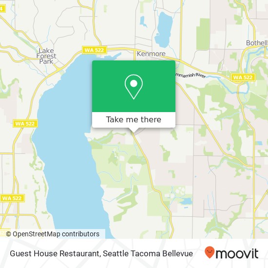 Mapa de Guest House Restaurant, 6810 NE 153rd Pl Kenmore, WA 98028