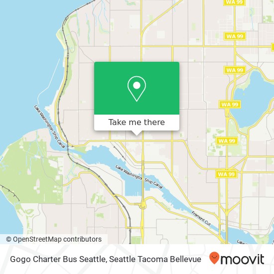 Mapa de Gogo Charter Bus Seattle