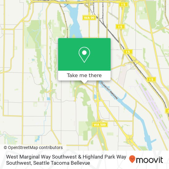 West Marginal Way Southwest & Highland Park Way Southwest map