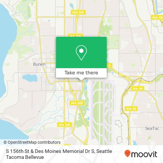 S 156th St & Des Moines Memorial Dr S map