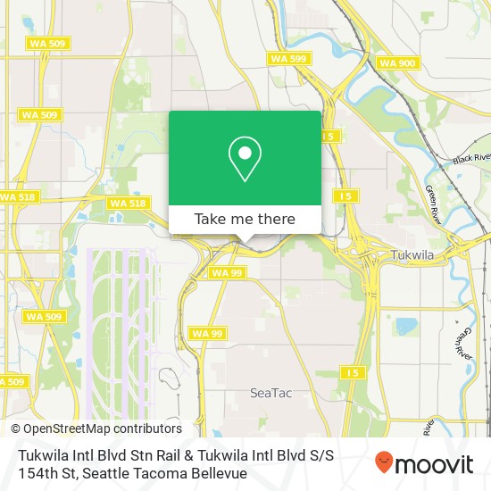 Tukwila Intl Blvd Stn Rail & Tukwila Intl Blvd S / S 154th St map