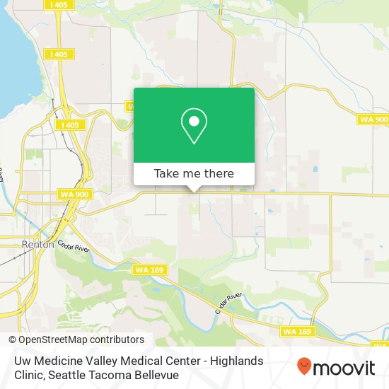 Mapa de Uw Medicine Valley Medical Center - Highlands Clinic