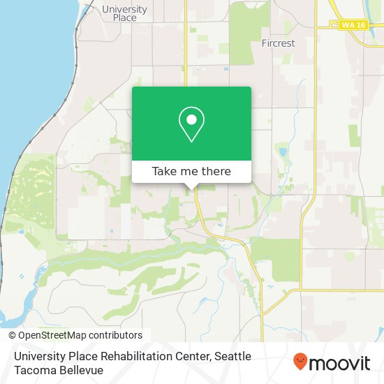 University Place Rehabilitation Center map