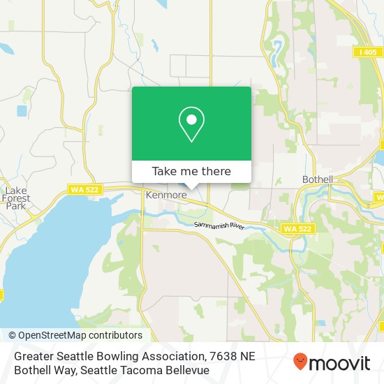 Mapa de Greater Seattle Bowling Association, 7638 NE Bothell Way