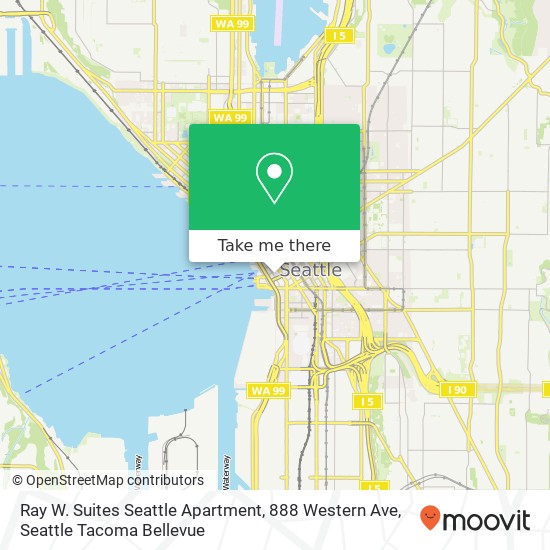 Mapa de Ray W. Suites Seattle Apartment, 888 Western Ave