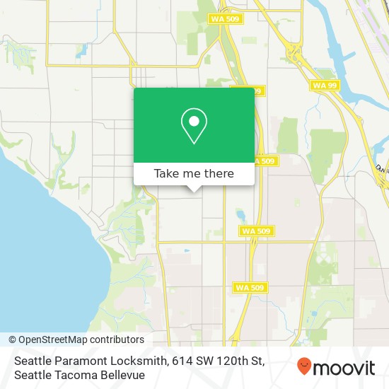 Mapa de Seattle Paramont Locksmith, 614 SW 120th St