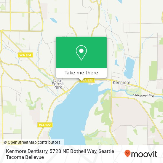Mapa de Kenmore Dentistry, 5723 NE Bothell Way