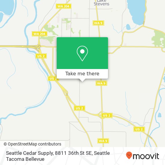 Mapa de Seattle Cedar Supply, 8811 36th St SE