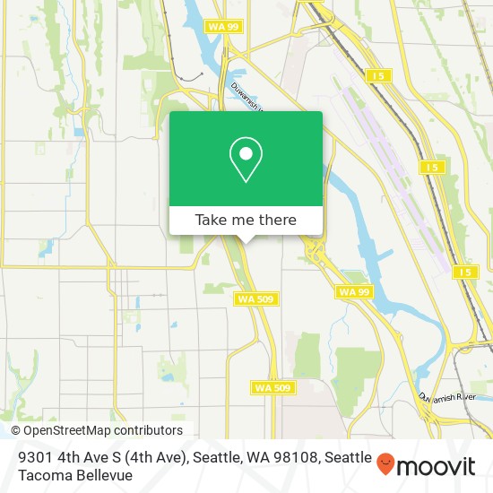 Mapa de 9301 4th Ave S (4th Ave), Seattle, WA 98108