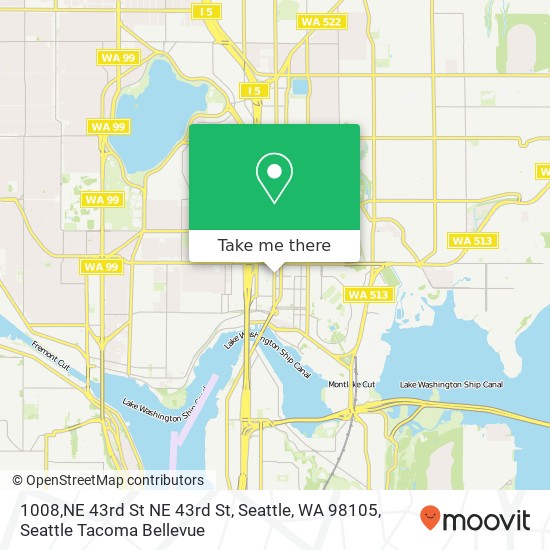 Mapa de 1008,NE 43rd St NE 43rd St, Seattle, WA 98105