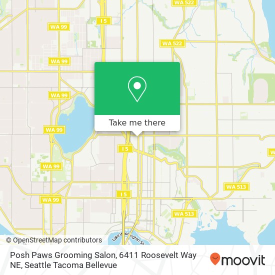 Mapa de Posh Paws Grooming Salon, 6411 Roosevelt Way NE