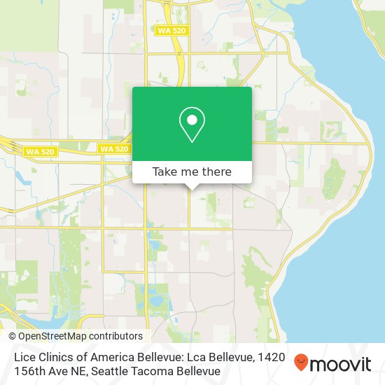 Mapa de Lice Clinics of America Bellevue: Lca Bellevue, 1420 156th Ave NE