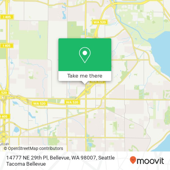 Mapa de 14777 NE 29th Pl, Bellevue, WA 98007
