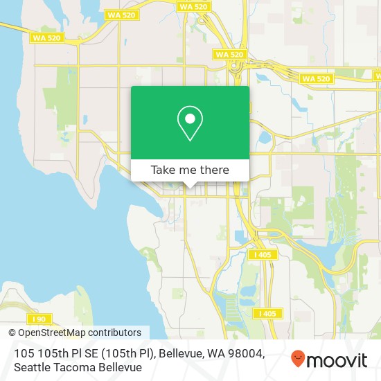 Mapa de 105 105th Pl SE (105th Pl), Bellevue, WA 98004
