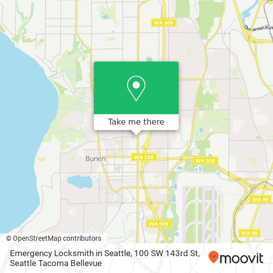 Mapa de Emergency Locksmith in Seattle, 100 SW 143rd St