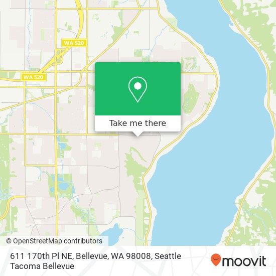 Mapa de 611 170th Pl NE, Bellevue, WA 98008