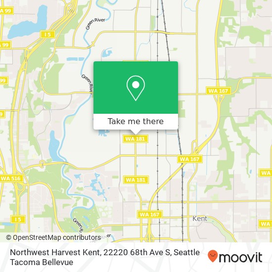 Northwest Harvest Kent, 22220 68th Ave S map