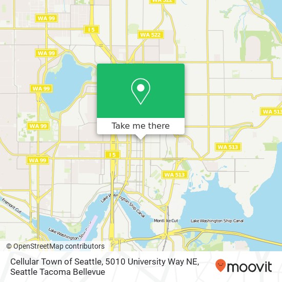 Cellular Town of Seattle, 5010 University Way NE map