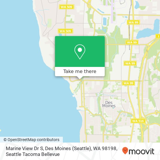 Mapa de Marine View Dr S, Des Moines (Seattle), WA 98198