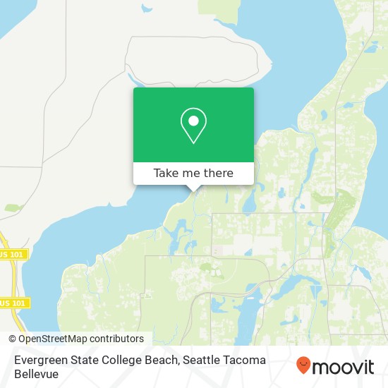 Evergreen State College Beach, Sunset Beach Dr NW map