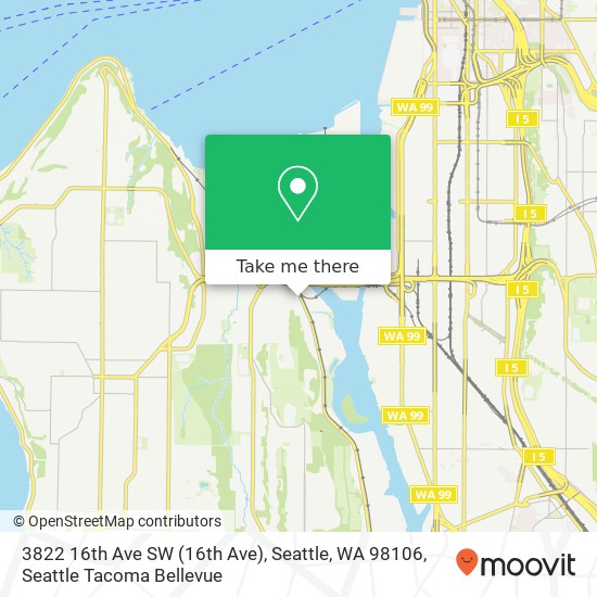 Mapa de 3822 16th Ave SW (16th Ave), Seattle, WA 98106