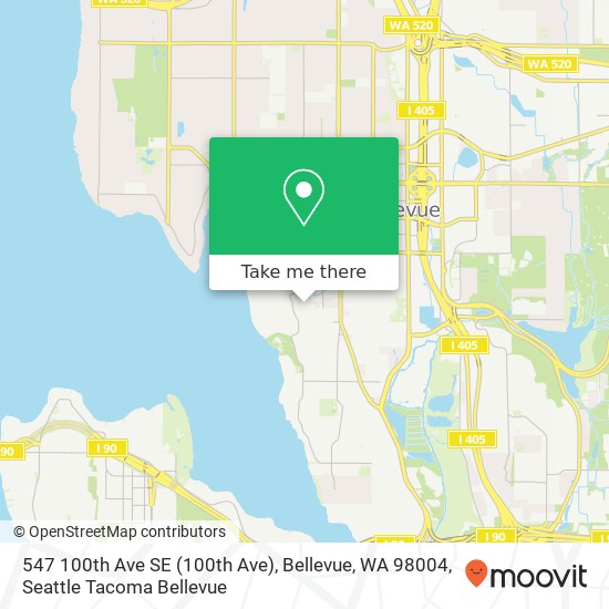 Mapa de 547 100th Ave SE (100th Ave), Bellevue, WA 98004