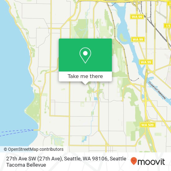 Mapa de 27th Ave SW (27th Ave), Seattle, WA 98106