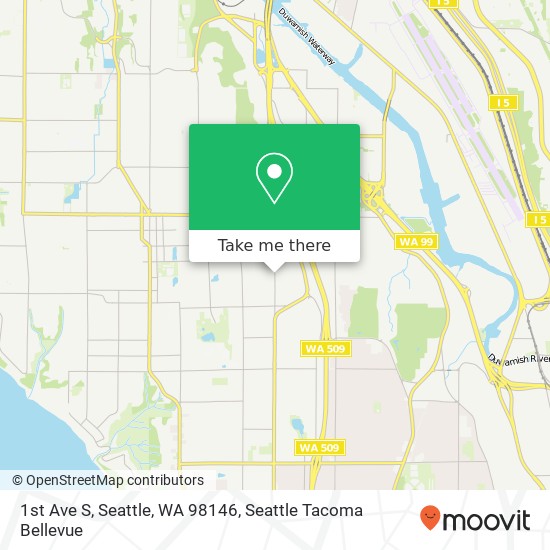 Mapa de 1st Ave S, Seattle, WA 98146