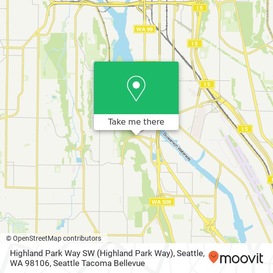 Mapa de Highland Park Way SW (Highland Park Way), Seattle, WA 98106