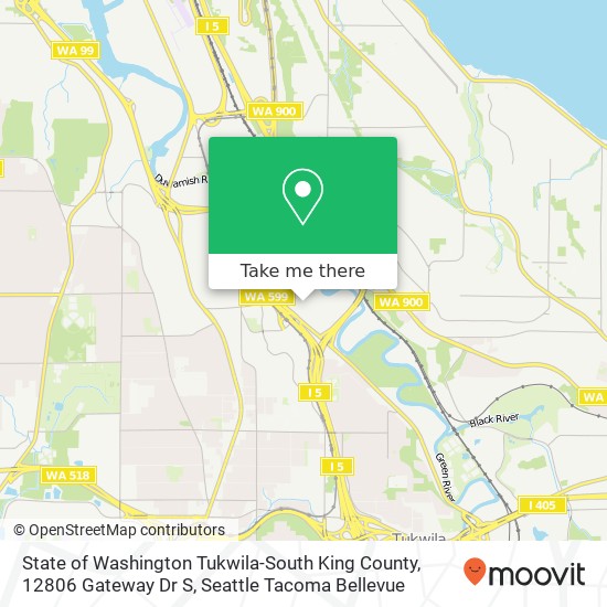 State of Washington Tukwila-South King County, 12806 Gateway Dr S map