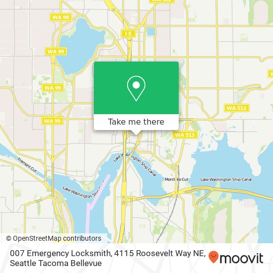 007 Emergency Locksmith, 4115 Roosevelt Way NE map
