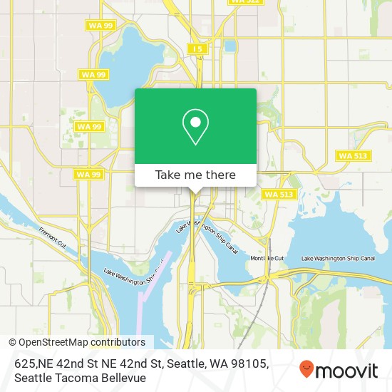 Mapa de 625,NE 42nd St NE 42nd St, Seattle, WA 98105