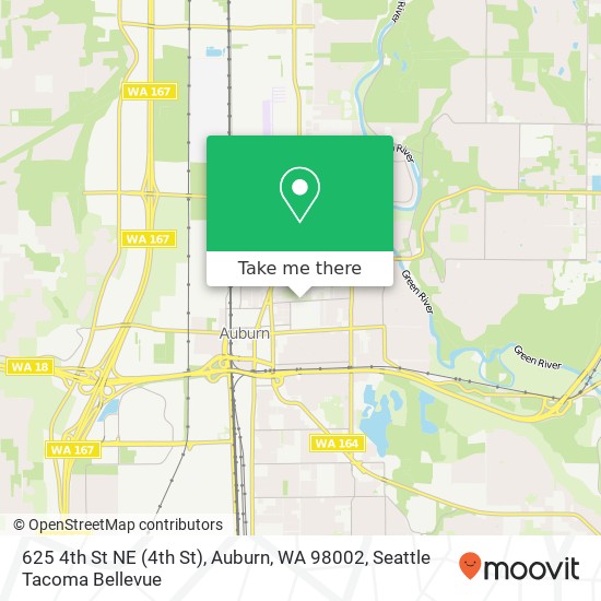 Mapa de 625 4th St NE (4th St), Auburn, WA 98002