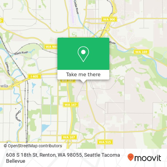 Mapa de 608 S 18th St, Renton, WA 98055