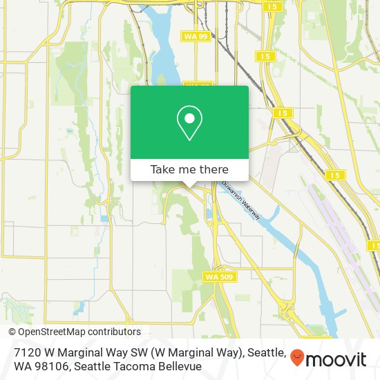 Mapa de 7120 W Marginal Way SW (W Marginal Way), Seattle, WA 98106