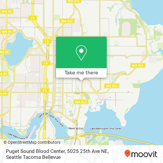 Puget Sound Blood Center, 5025 25th Ave NE map