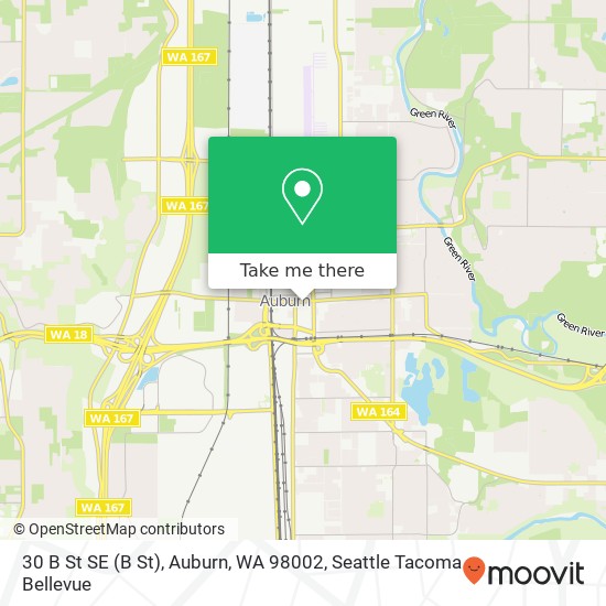 Mapa de 30 B St SE (B St), Auburn, WA 98002