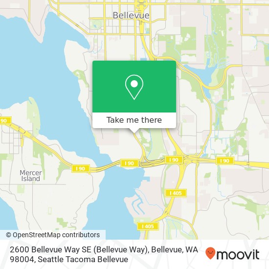 Mapa de 2600 Bellevue Way SE (Bellevue Way), Bellevue, WA 98004