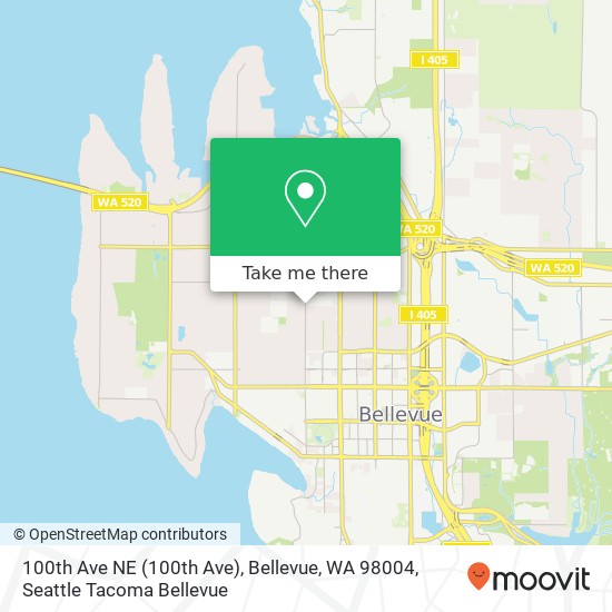 100th Ave NE (100th Ave), Bellevue, WA 98004 map