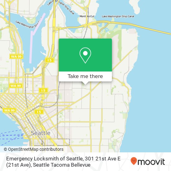 Mapa de Emergency Locksmith of Seattle, 301 21st Ave E