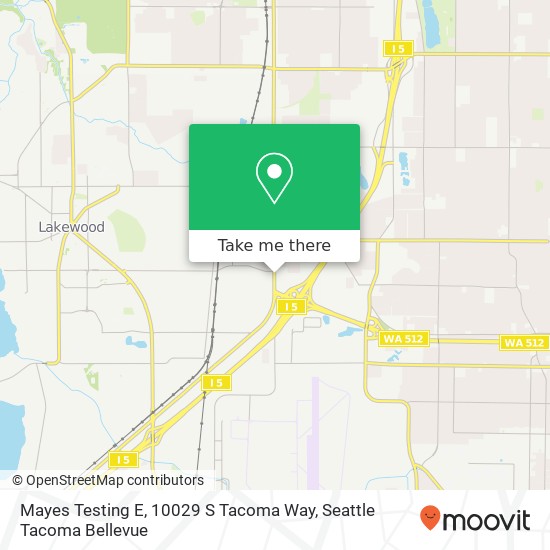 Mapa de Mayes Testing E, 10029 S Tacoma Way