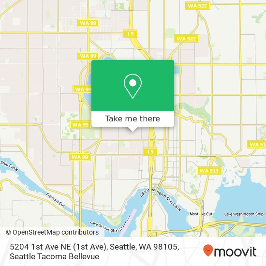 Mapa de 5204 1st Ave NE (1st Ave), Seattle, WA 98105