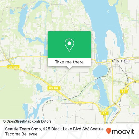 Mapa de Seattle Team Shop, 625 Black Lake Blvd SW