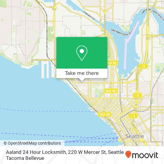 Mapa de Aaland 24 Hour Locksmith, 220 W Mercer St