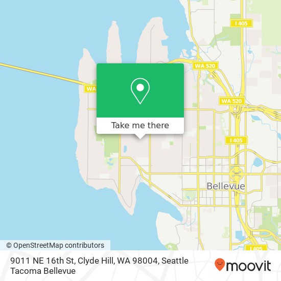 Mapa de 9011 NE 16th St, Clyde Hill, WA 98004