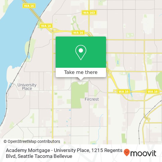 Mapa de Academy Mortgage - University Place, 1215 Regents Blvd