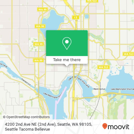 Mapa de 4200 2nd Ave NE (2nd Ave), Seattle, WA 98105