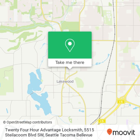 Mapa de Twenty Four Hour Advantage Locksmith, 5515 Steilacoom Blvd SW
